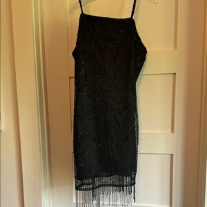 Chic Black Beaded Mini Dress